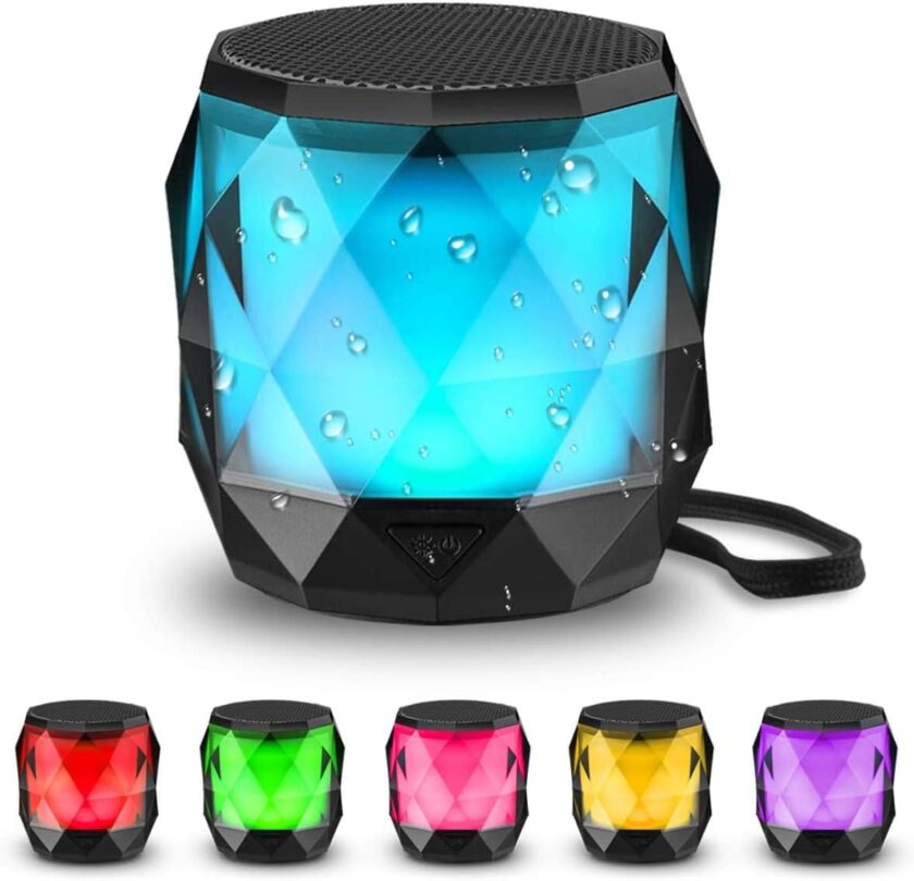Portable Bluetooth Speaker with Lights, Night Light Wireless Magnetic Waterproof Speaker, 7 Color  Auto-Ching,,Perfect Mini Speaker for Shower, Home, Outdoor (Multicolor)