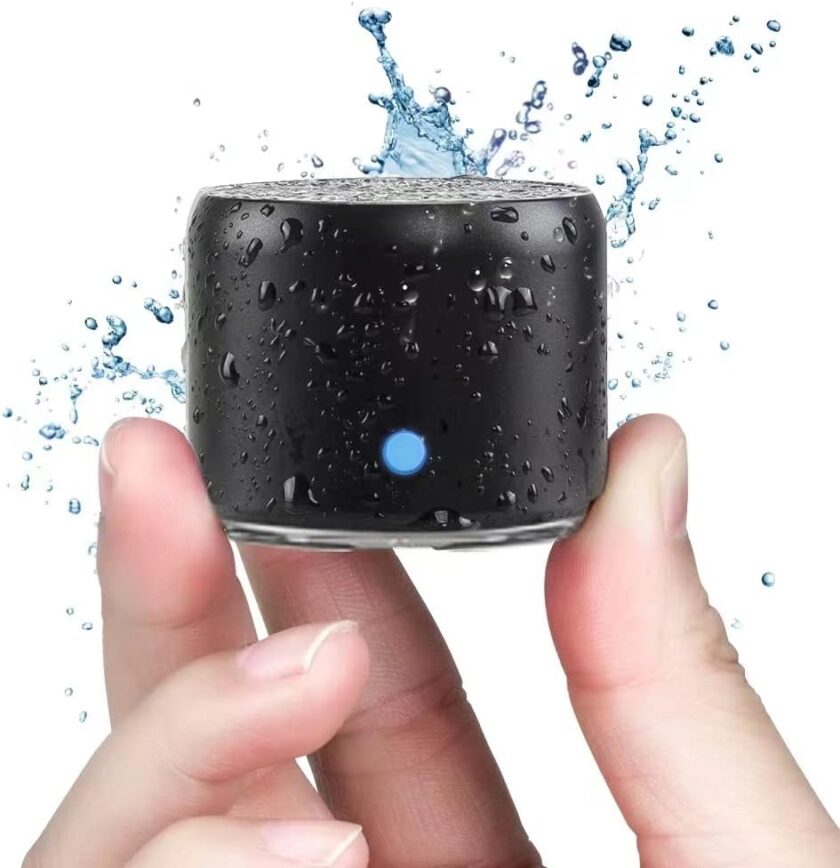Case Packed,  Portable Bluetooth Speaker with Custom Bass Radiator, Brief Design,  Waterproof, Perfect Mini Speaker for Shower, Room, Bike, Car (Black)