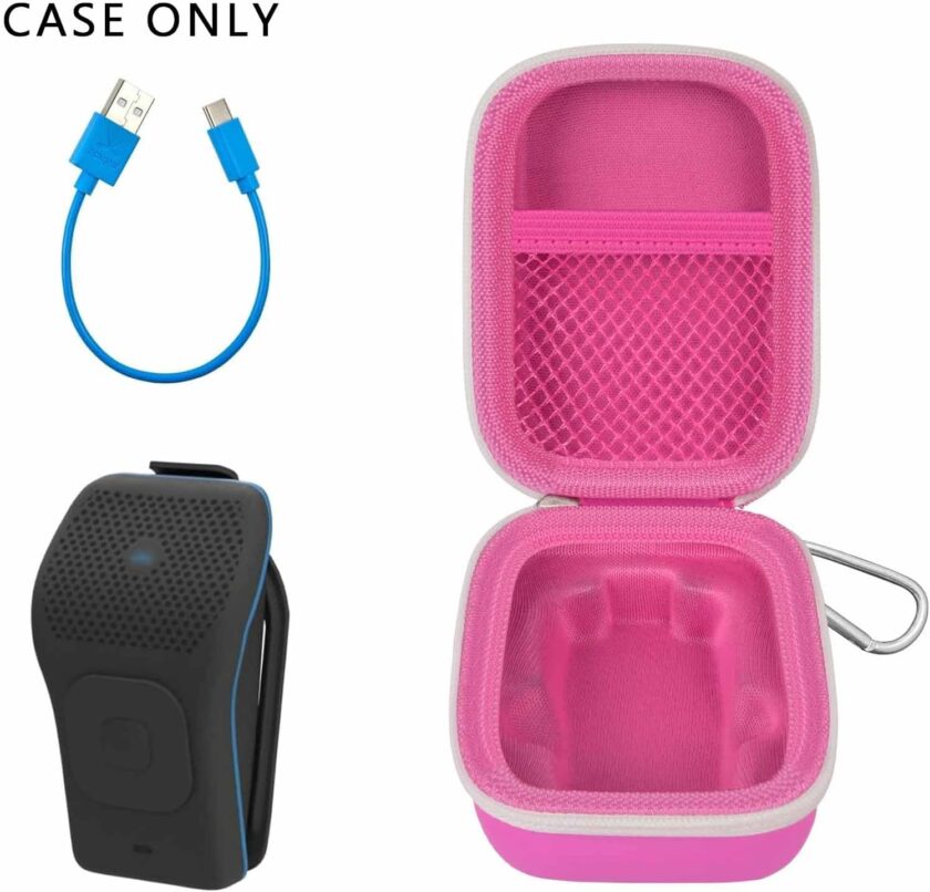 Carrying Case for  Wearable Bluetooth Clip Speaker, Magnetic Clip-On Wireless Portable Speakers Mini Travel Storage Holder Box with Pocket for Cables, Carabiner-Bag Only (Pink) - Image 2