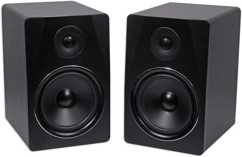Powered  Studio Monitor Speaker  in Black, 8", 2-Way, 500W, ,  Wood, , Perfect for Stud, Recording, Music - Image 2