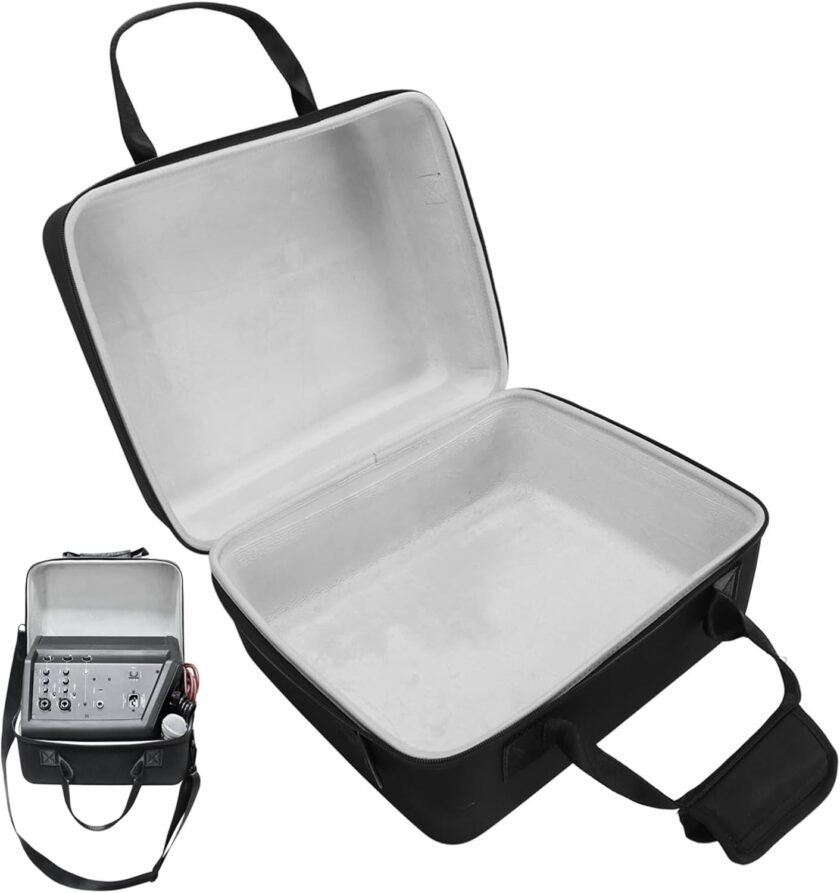 Hard Case for  Bluetooth Speaker, Portable Waterproof Wearproof Travel Carrying Storage Bag with Strap, for Speaker, Microphone, Power Cord, etc.