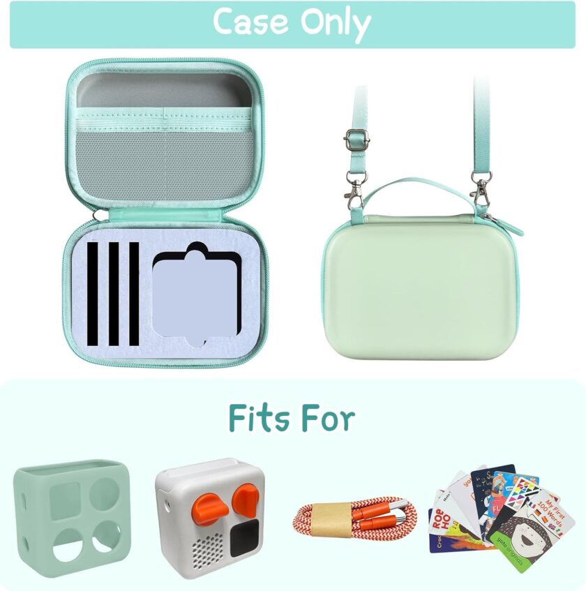 Case Compatible with  Mini Kids Bluetooth Audio Player, Travel Storage Holder for Children’s Speaker Plays Stories Music Podcast Radio Cards (Bag Only)- (Light Green) - Image 2