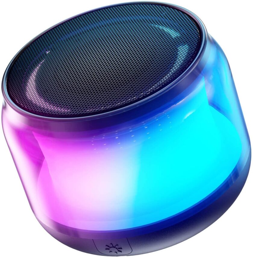 Portable Bluetooth Speakers with Colorful Lights, Loud Sound, Small Bluetooth Speaker with Wireless Stereo Pring, Mini Gifts for Kids, Teen, Girls, Boys, Women