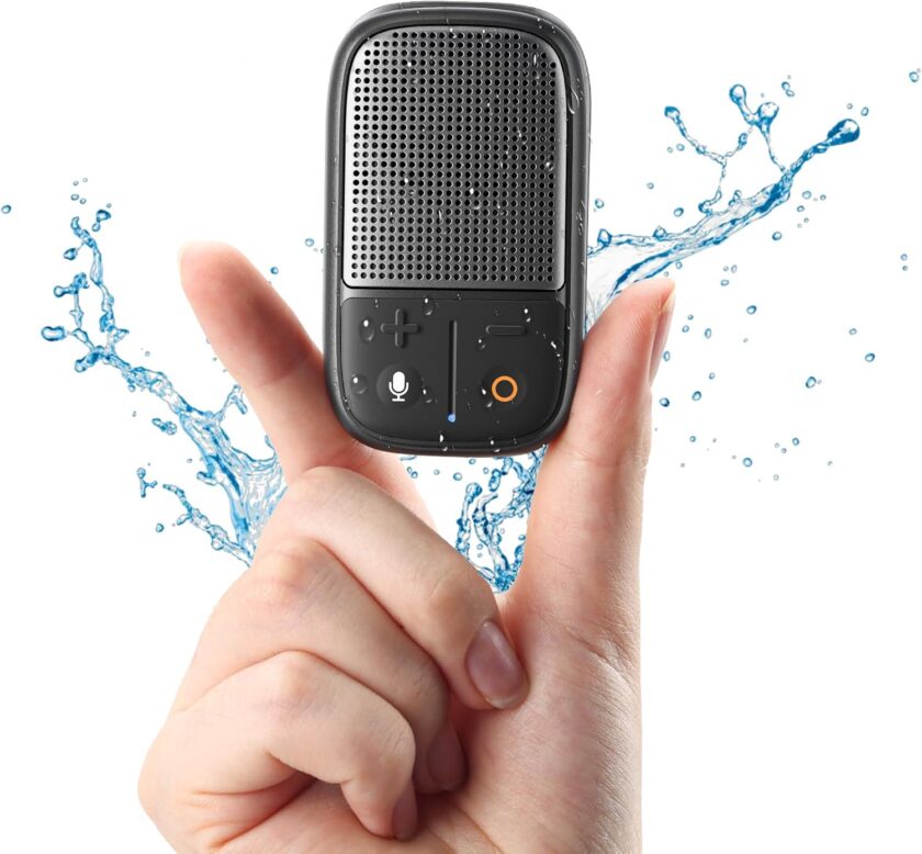 2025 Upgrade  Bluetooth Speaker with Voice Assistant & Mic,  Waterproof Clip-on Portable Speaker,   Up to 30H of Play, Supports