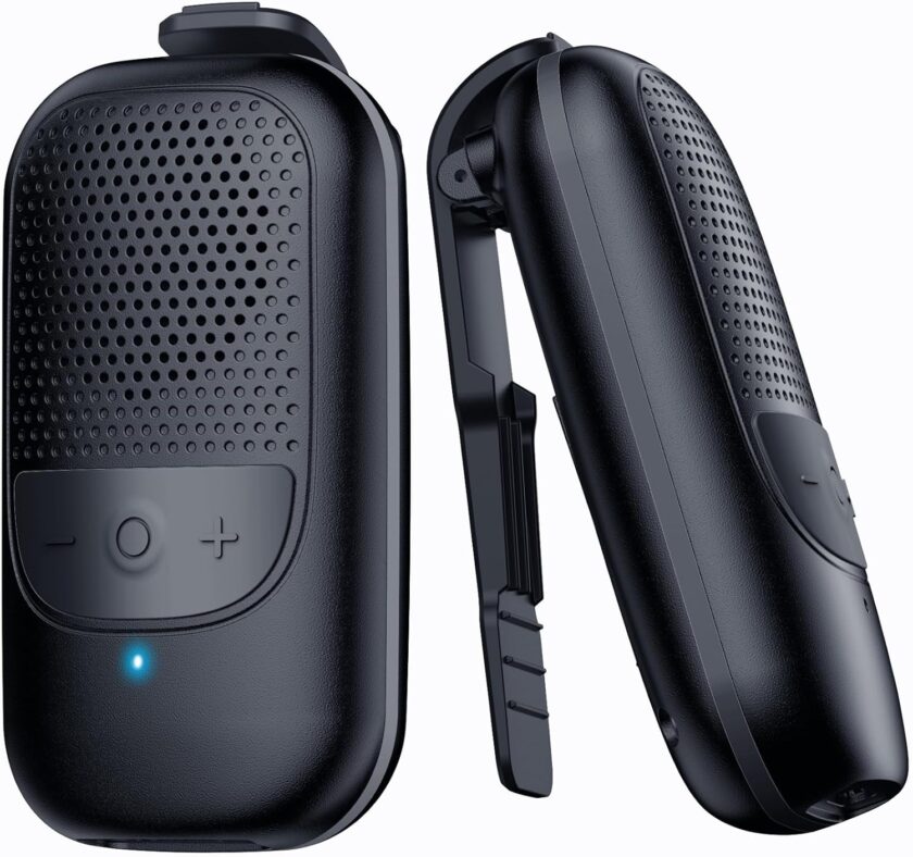 Bluetooth Speaker, Clip-On Portable Speaker with Built-in Mics for Hands-Free Music and Calls, Up to 10 Hours Battery Life,Mini Outdoor Waterproof Speaker for Working,Running-Black
