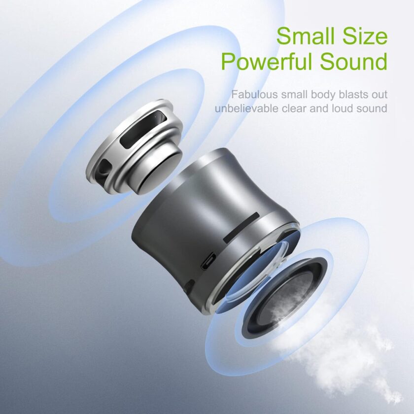 Bluetooth Speaker with bass Radiator,Enhanced Impactive Bass,Portable Loud Speaker,Perfect  Wireless Speaker for Home,Hiking and More-(Gray) - Image 2