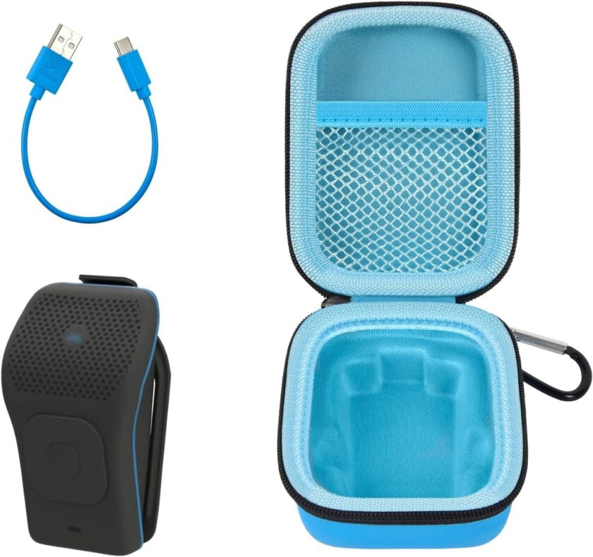 Carrying Case for  Wearable Bluetooth Clip Speaker, Magnetic Clip-On Wireless Portable Speakers Mini Travel Storage Holder Box with Pocket for Cables, Carabiner-Bag Only (Blue) - Image 2