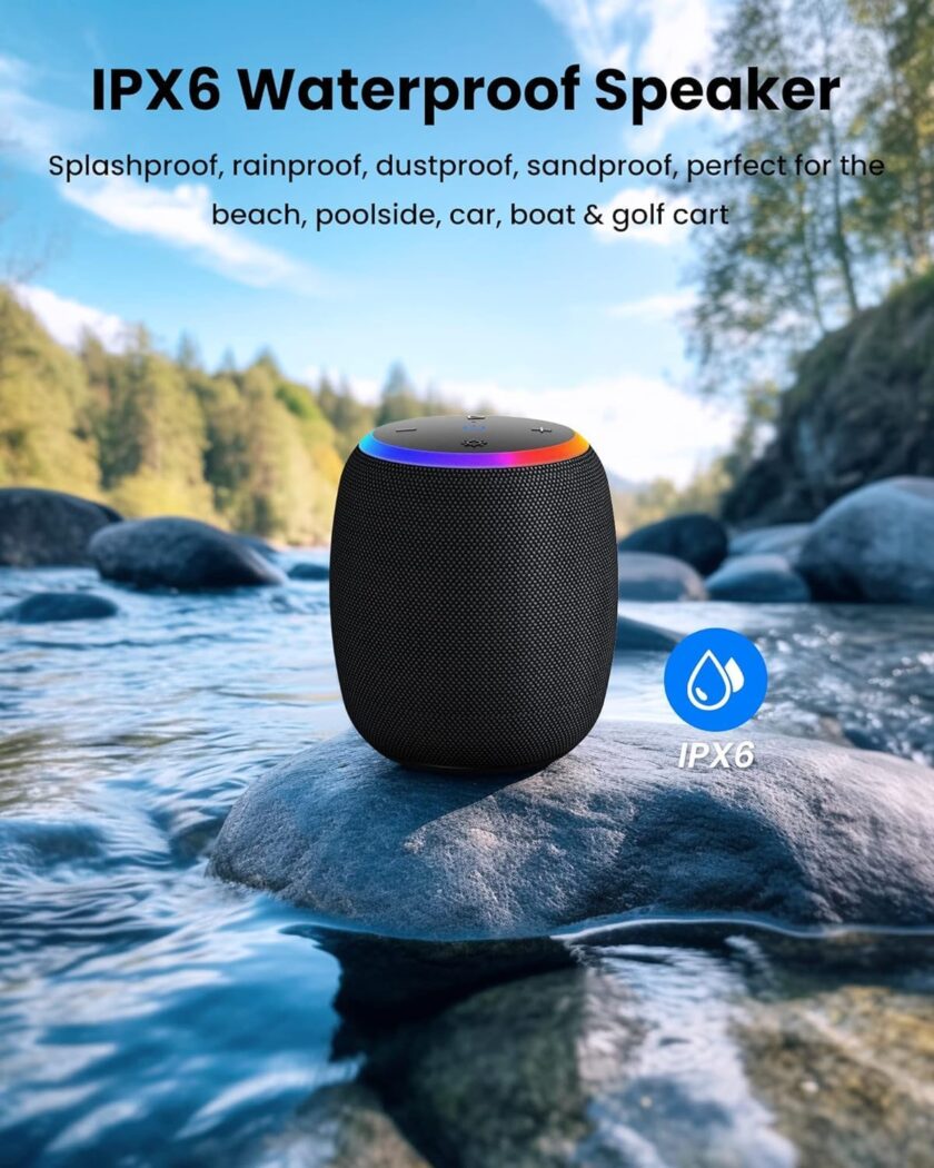 Bluetooth Speaker, Portable Speakers with  Waterproof, Wireless Blue Tooth 5.3, 15W Stereo Sound,  Light, , 12H Playtime for Offices Outdoor Party Shower Beach, Electronic - Image 2