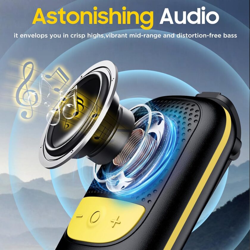 Bluetooth Speaker, Clip-On Portable Speaker with Built-in Mics for Hands-Free Music and Calls, Up to 10 Hours Battery Life,Mini Outdoor Waterproof Speaker Gifts for Women/Men - Black - Image 2