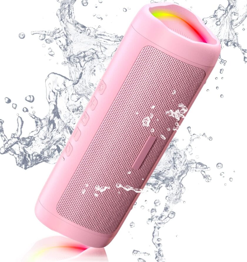 Bluetooth Speaker,  Waterproof Speaker with HD Sound, Up to 20H Playtime, Portable Wireless Speakers for Home/Party/Outdoor/Beach, Electronic Gadgets,  Gift (Pink)