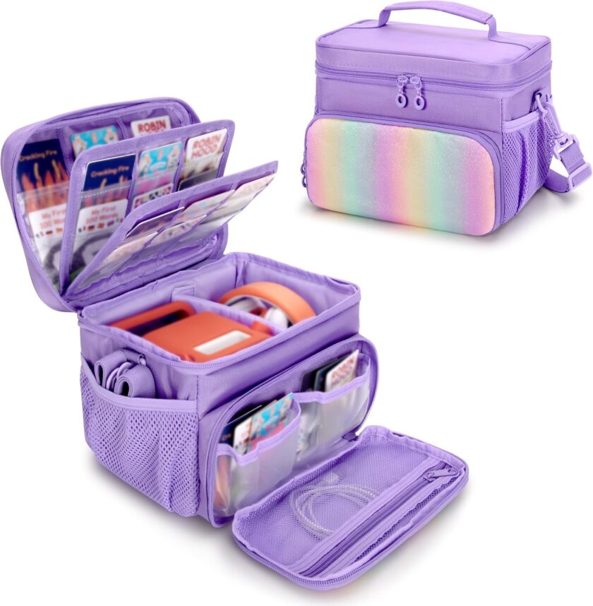 Carrying Case Compatible with  Player (3rd eration), Card Holder Hold Up to 30 Cards, Travel Storage Bag for Bluetooth Audio Speaker & Headphone Accessories, Purple (Case Only) Patented Design