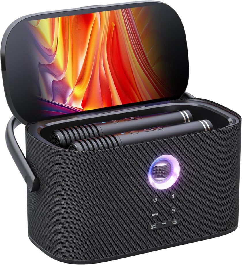 Portable Karaoke Machine for Adults, Built-in Lyrics Display and Screen, elf-Charging Wireless Microphones, Karaoke , 140W Speaker, Connects to TV for Home Party  Outdoor